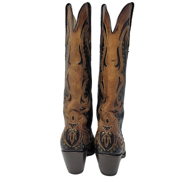 Corral Studded Inlay Leather Pointed Toe Western Cowboy Boots Country Size 7.5 M - Picture 4 of 10